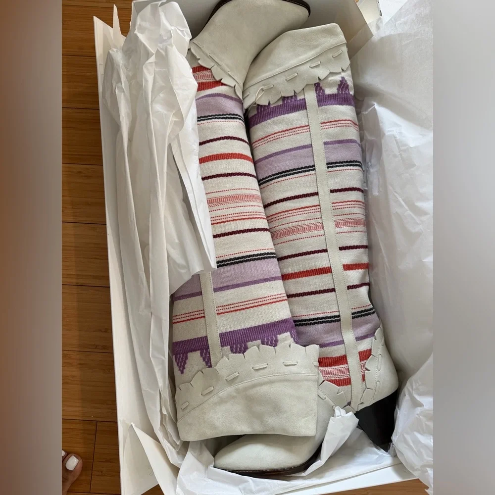 Isabel Marant Cream Leather Pointed Sole Ankle Boot - Picture 1 of 9